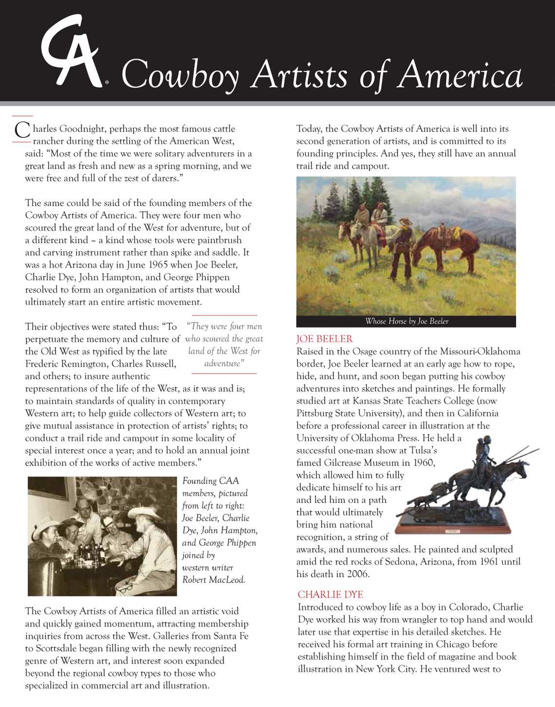 Cowboy Artists brochure